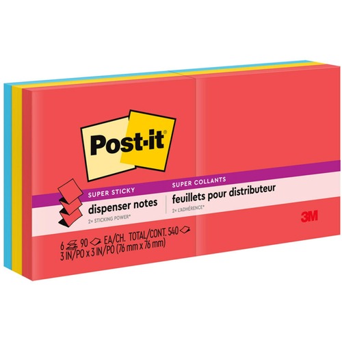 3M  Super Sticky Pop-ups,3"x3",90 Shts/PD,6/PK,AST Marrkesh