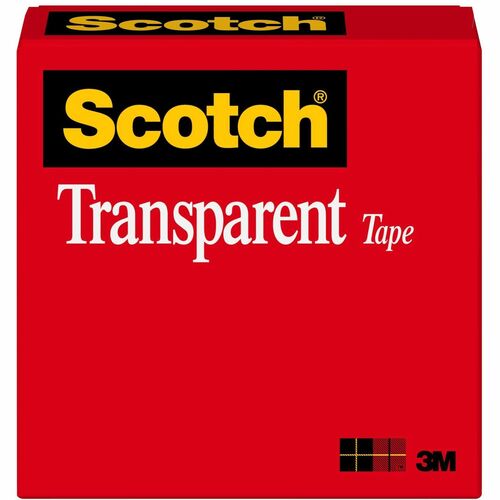 3M  Transparent Tape, 3" Core, 1"x2592"