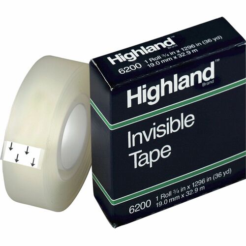 3M  Invisible Tape, 1" Core, 3/4"x1296", Clear