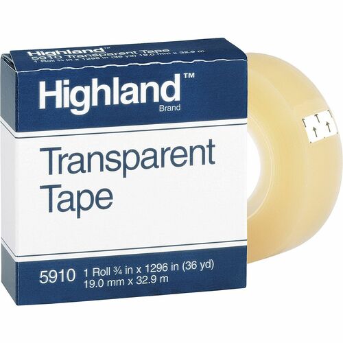 3M  Transparent Tape, 3/4"x1296", 1" Core, Clear