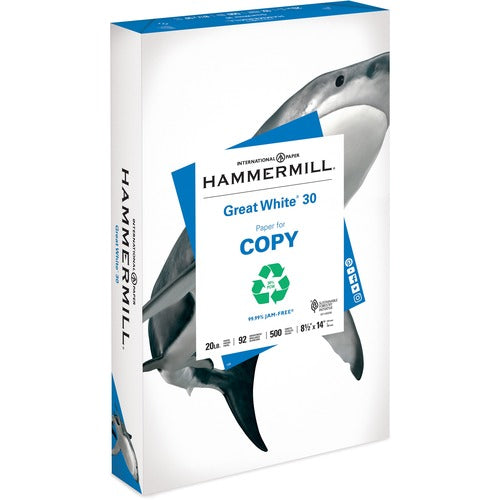 Hammermill  Copy Paper, Recycled, 20 lb, 75GSM,8-1/2"x14",500/RM,White-HAM86704