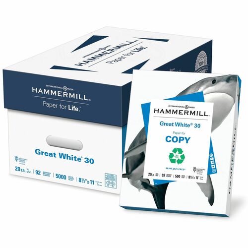 Hammermill  Copy Paper, Recycled, 20 lb, 75GSM,500/RM,10RM/CT,WE-HAM86700