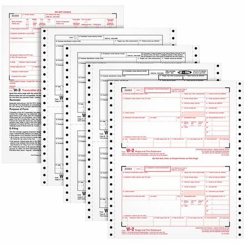 Tops  W-2 Tax Form, 4 Part, 8-1/2"x5-1/2", 24/PK, White