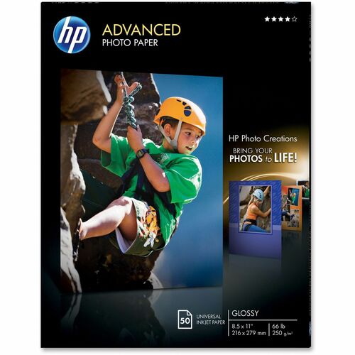 Hewlett-Packard  Photo Paper, Glossy,66lb.,10.5Mil,8-1/2"x11", 50SH/PK,WE-HEWQ7853A