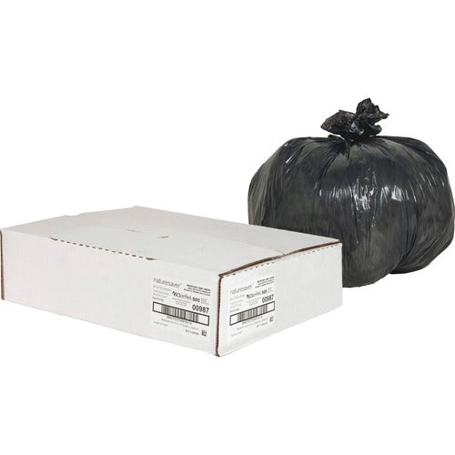 Nature Saver  Trash Can Liners,Rcycld,7-10 Gal,.85mil,24"x23",500/CT,BK