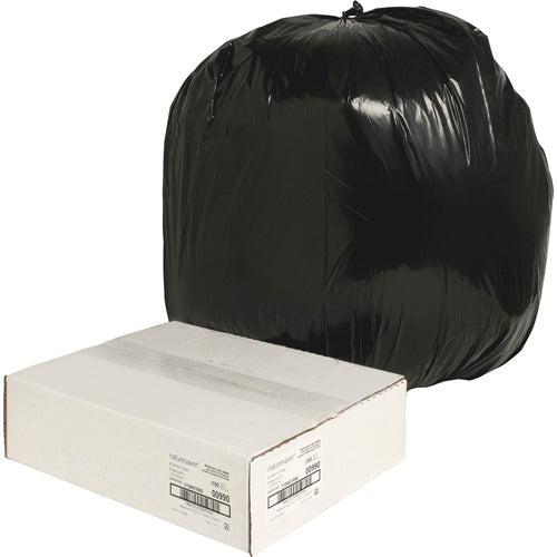 Nature Saver  Trash Can Liners,Rcycld,40-45 Gal,1.25mil,40"x46",100/CT,BK