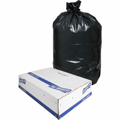 Genuine Joe  Trash Bags, Heavy-Duty, 1.5 mil, 30 Gallon, 100/CT, Black-GJO01532
