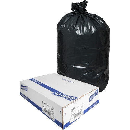 Genuine Joe  Trash Bags, Heavy-Duty, 1.5 mil, 31-33 Gallon, 100/CT, Black-GJO01533
