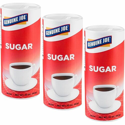 Genuine Joe  Sugar, Reclosable Lid, 20 oz. Canister, 3/PK-GJO56100