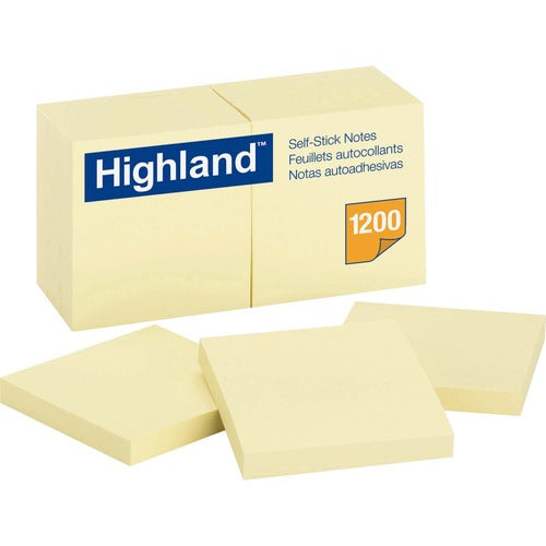 3M  Self-Sticking Notes, 3"x3", 100 Sheets/ PD, 12/PK, Yellow