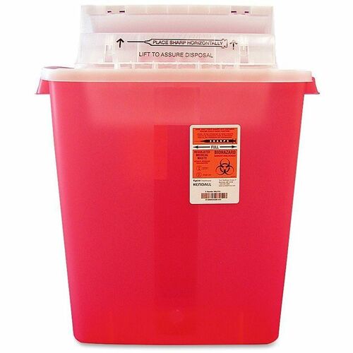 Covidien  Biohazard Sharps Refill w/Lift Assist Lid, 3 Gallon, Red