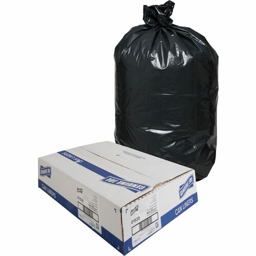 Genuine Joe  Trash Bags, Heavy-Duty, 1.5 mil, 55-60 Gallon, 50/CT, Black-GJO01535
