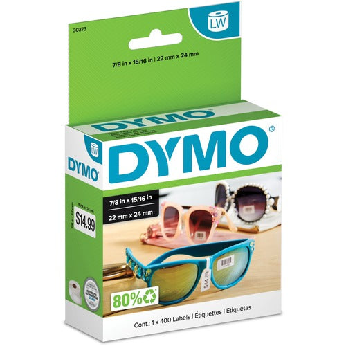 Dymo  Price Tag Labels, 15/16"x7/8", 400/RL, White-DYM30373