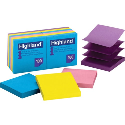3M  Pop-up Notes,Removable,3"x3",100Sht/PD,12/PK,Asst Bright
