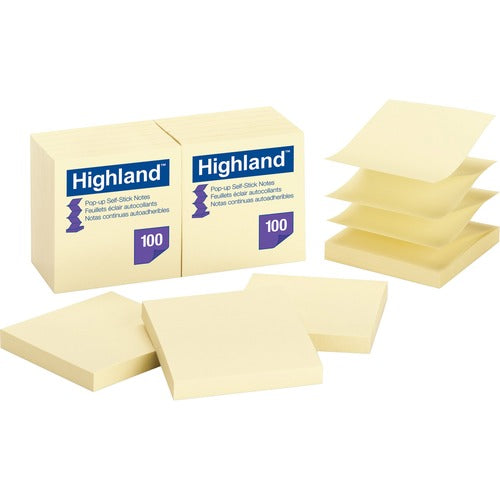 3M  Pop-up Notes,Removable,3"x3",100Sht/PD,12/PK,Yellow