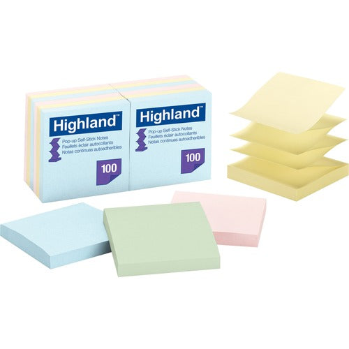 3M  Pop-up Notes, Removable,3"x3",100Sht/PD,12/PK,Asst Pastel