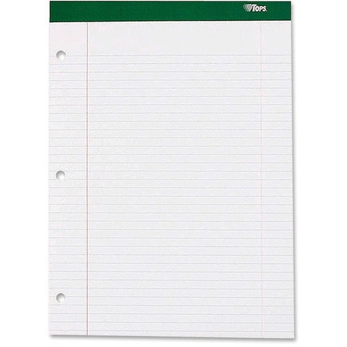 Tops  Legal Pad,Perforated,Wide Rule,3HP,8-1/2"x11-3/4",White
