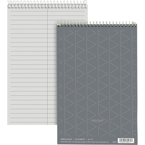 Tops  Steno Book, Gregg Ruled, 80 Sheets/PD, 6"x9", 4/PK, Gray