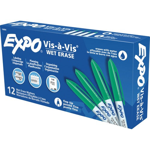 Newell Brands  Marker, Wet-Erase, Expo, Fine Point, 1 Dozen, Green