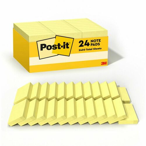 3M  Post-it Notes,Value Pack,1-1/2"x2",90 Shts,24/PK,Canary