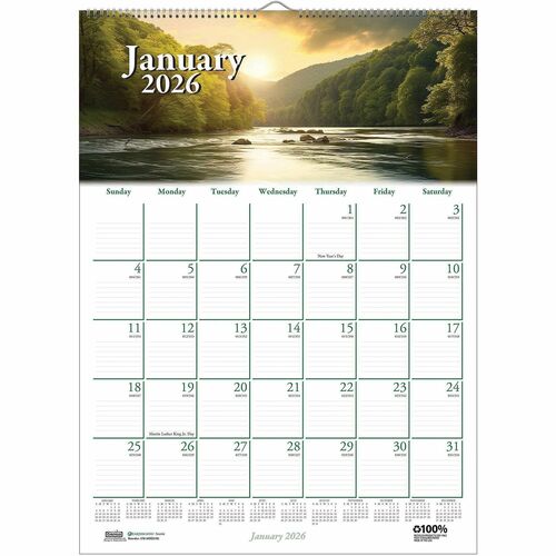House Of Doolittle  Wall Calendar, "Nature Scenes", 12 Mon. Jan-Dec, 12"x16-1/2"-HOD378