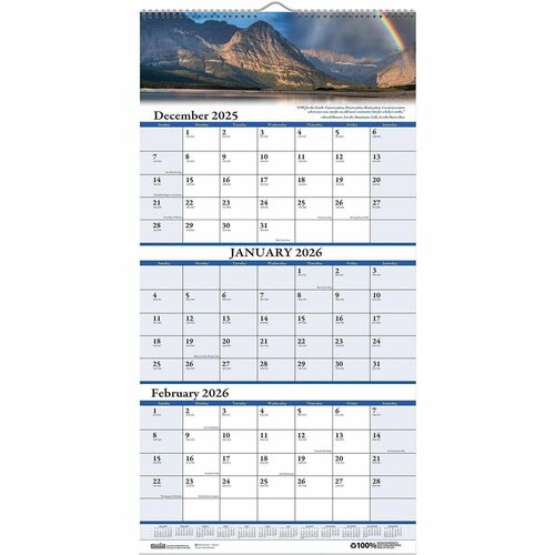 House Of Doolittle  Earthscapes 3-Month Calendar,14 Mon Dec-Jan,12-1/4"x26"-HOD3638