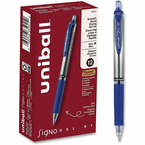 uni-ball Corporation  Gel Pen, Uni-ball Signo, 0.7mm, Blue Ink, 1 Dozen,BK/SR Barrel