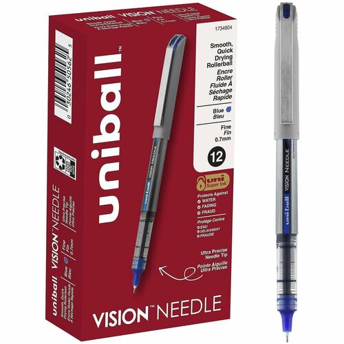 uni-ball Corporation  Rollerball Pen,Soft Grip,Needle Tip,0.7mm,Blue Ink