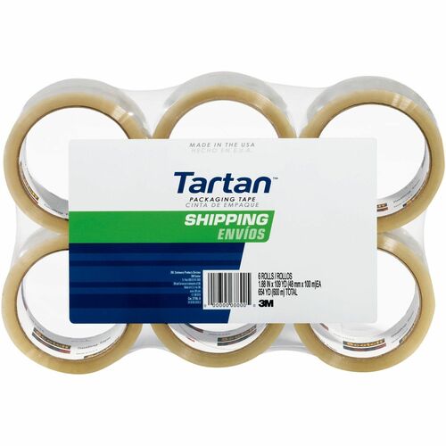 3M  Shipping Tape, 3" Core, 1.88"x54.6 Yds, 6/PK,Clear