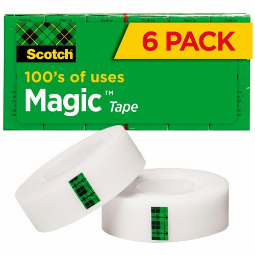 3M  Magic Tape, 1" Core, 3/4"x1296", 6/PK, Transparent