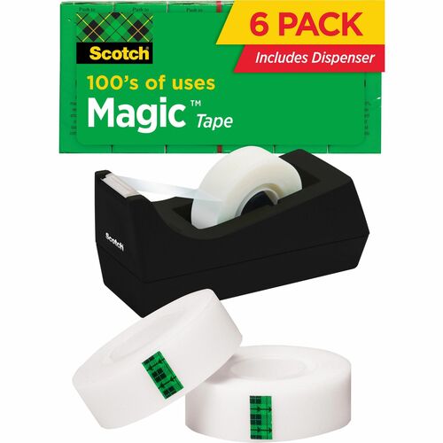 3M  Tape Value PK,Dispenser,1" Core 3/4"x1000"Tape,6Rolls/PK,CL