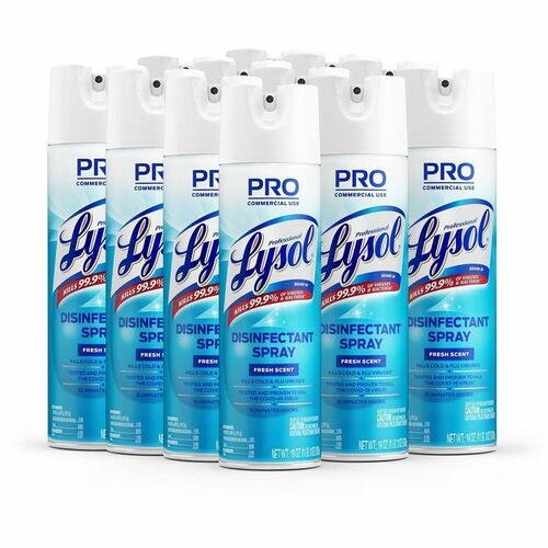 Reckitt Benckiser  Disinfectant Spray, Lysol, Fresh Scent, 19 oz., 12/CT