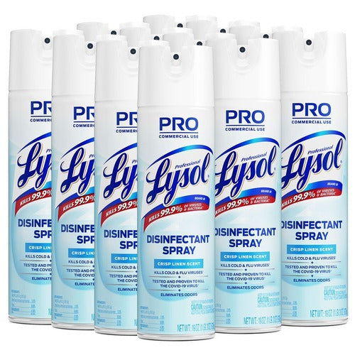 Reckitt Benckiser  Lysol Disinfectant Spray, 19 oz., 12/CT, Crisp Linen Scent