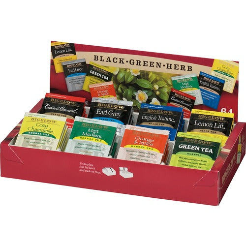Bigelow  Tea Tray Pack, 8 Assorted Teas, 64/BX, Multi