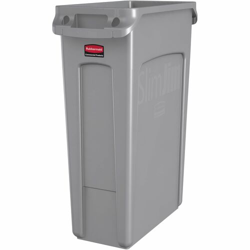 Rubbermaid Commercial Products  Waste Container, Slim Jim, Vented, 23 Gal, 22"x11"x30", GY