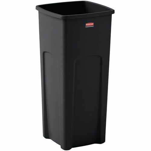 Rubbermaid Commercial Products  Waste Container,Square,23 Gal,15-1/2"x16-1/2"x30-9/10",BK