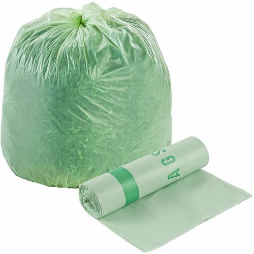 Stout  Compostable Trash Bags,32Gal,.85mil,33"x48",50/CT,Green