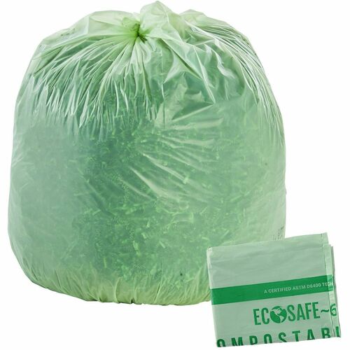 Stout  Compostable Trash Bags,64Gal,.85mil,48"x60",30/CT,Green