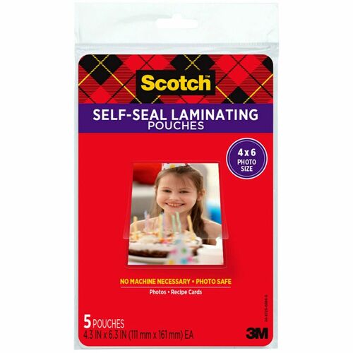 3M  Laminating Shts,Photo Safe,2-Sided,4-3/8"x6-3/8",5/PK,CL