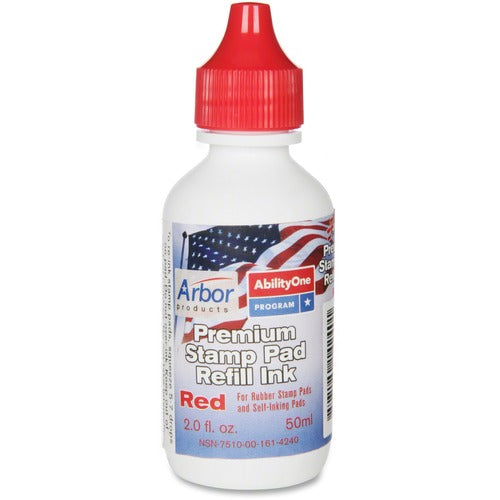 SKILCRAFT  Stamp Pad Refill Ink, Applicator Bottle, 2 oz., Red