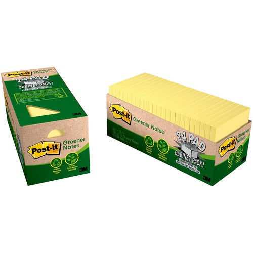 3M  Post-it Notes,Recycled,3"x3",75 Sht/PD,24PD/PK,Canary YW
