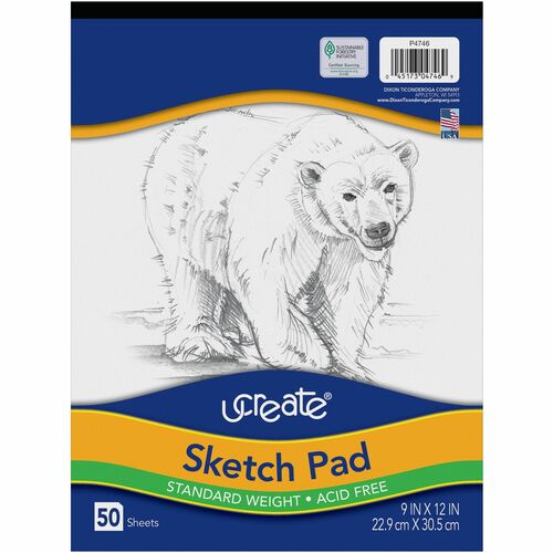 Pacon  Sketch Pad, Medium Weight, Acid-free, 9"x12", 50 Sheets