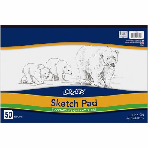 Pacon  Sketch Pad, Medium Weight, Acid-free, 18"x12", 50 Sheets