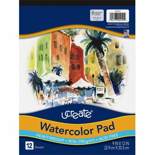 Pacon  Watercolor Pad, 9"x12", Acid-free, 12 Sheets/Pad