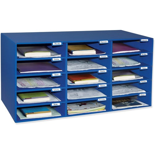 Pacon  Mail Box, 15 Slots, 12-1/2"x10"x3", Blue