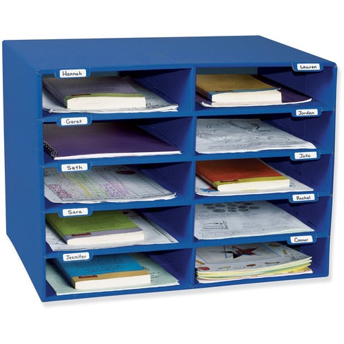 Pacon  Mail Box, 10 Slots, 12-1/2"x10"x3", Blue