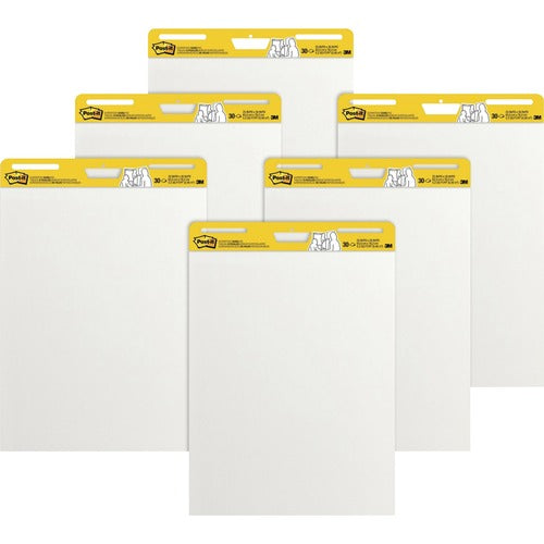 3M  Easel Pads, Self-stick, Plain, 30 Shts, 25"x30',6Pads/CT, WE
