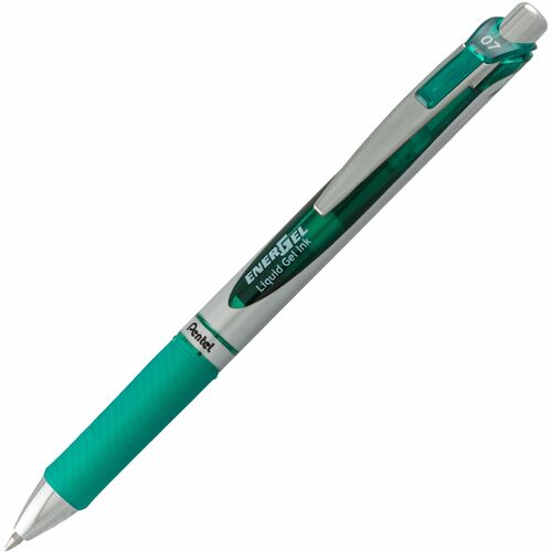 Pentel  Gel Pen,Retractable,Metal Tip,.7mm,Green Barrel/Ink