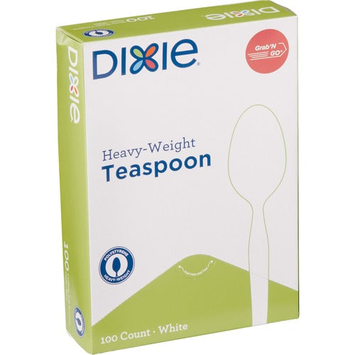 Dixie Foods  Teaspoons, Heavywt Plastic, 6" L, 100/BX, White-DXETH207