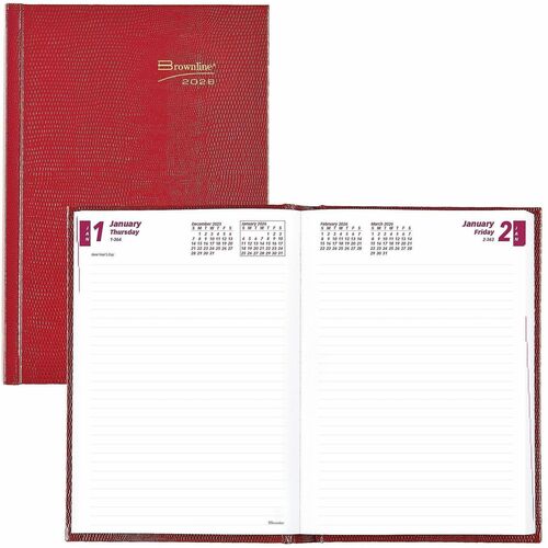 Rediform  Daily Untimed Planner, 1PPD, Jan-Dec, 8-1/4"x5-3/4", Red